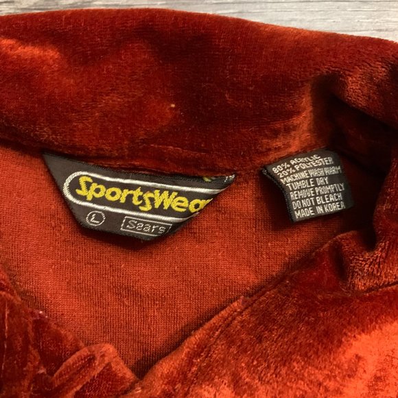 Vintage Sears Sportswear Velour Two Tone Elastic Waist Polo Shirt Sz. L - Picture 3 of 10